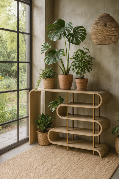 Stilig ST962 Konsola szaro-brązowa sinusoidalne półki