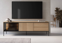 VISSO VI-08 - Komoda RTV 2D2S z Oświetleniem LED Dąb Linearny