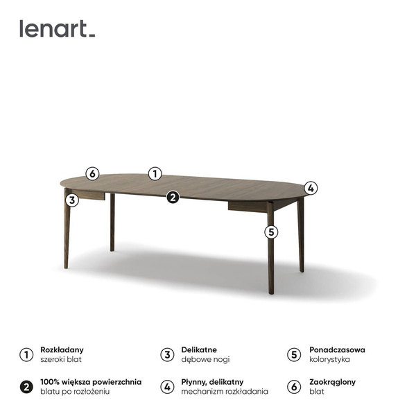 PLOT PT-04 - Stół Rozkładany 120-240 cm Dąb Ciemny