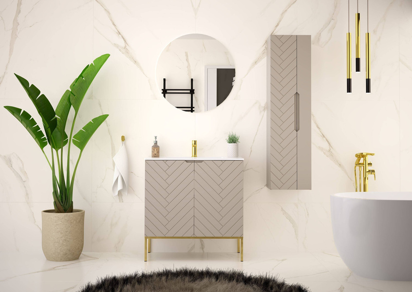 ASPEN-08 - Szafka Pod Umywalkę 2D 80cm Kaszmir Złoty Stelaż