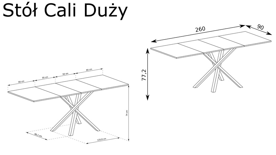 CALI - Duży Stół Rozkładany 160-260 cm Artisan