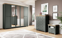 Evora S Szafa 4-drzwiowa z Lustrami Zielony / Dąb Lefkas
