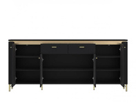 Norica LAZK03 - Komoda 4D2S Czarny Mat Złoty