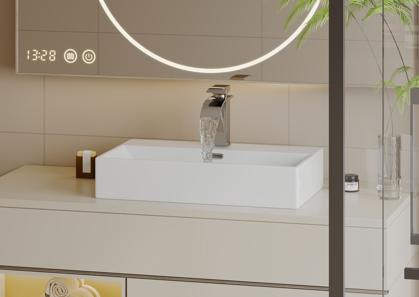 Umywalka Ceramiczna Nablatowa Apolis 60 cm Biały Połysk