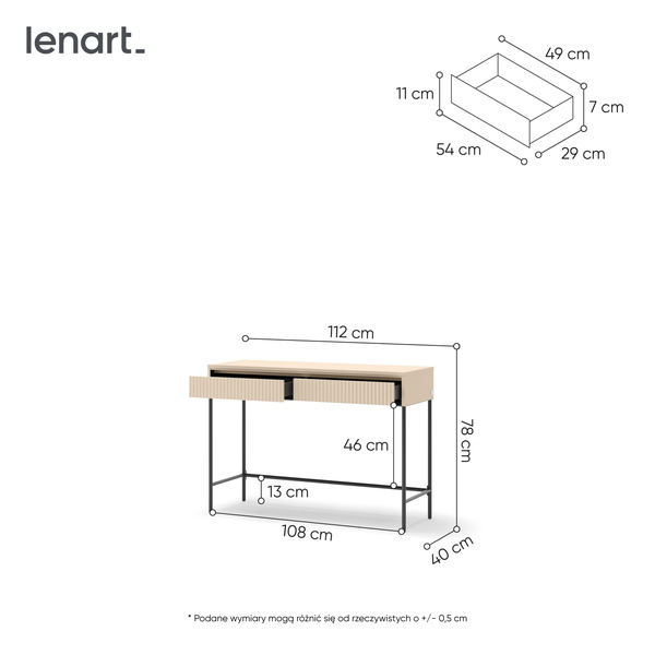 TREND TS-09 - Toaletka 2S z Oświetleniem LED Beż Piaskowy Czarny Mat