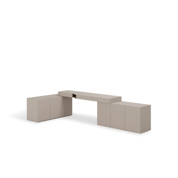 WOOW SET-WOS7P - Zestaw Komoda i Biurko Prawe/Komoda Szampański/Dąb Vincenza Bielona/Clay Grey