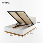 DENTRO DT-02 - Łóżko (160) Z Pojemnikiem I Oświetleniem Białe/Dąb Stirling