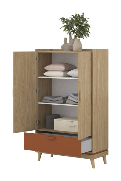 Scandi - Bieliźniarka 2D1S Dąb Olejowany Ceglany