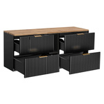 Zestaw 140 cm ADEL BLACK z Podwójną Szafką oraz Regałem Dolnym i Blatem