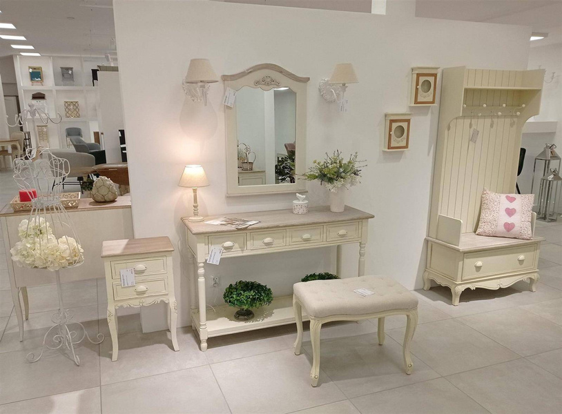 Rimini 021 szafka nocna 2S prowansalska kremowa beżowy blat drewno/mdf