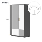 POK PO-01 - Szafa Narożna 95x95 cm Grafit/Buk Ibsen/Szara Jasna