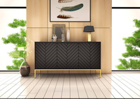 ASPEN-03 - Komoda 3-drzwiowa Czarny Mat Złoty Stelaż