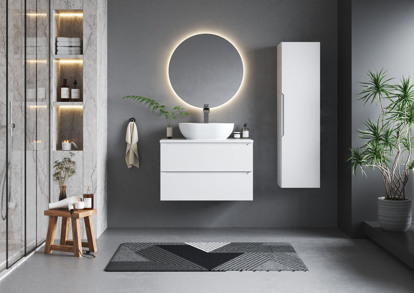 ETNA-01 Szafka Pod Umywalkę 2S 80 cm Biały Mat Biały Połysk