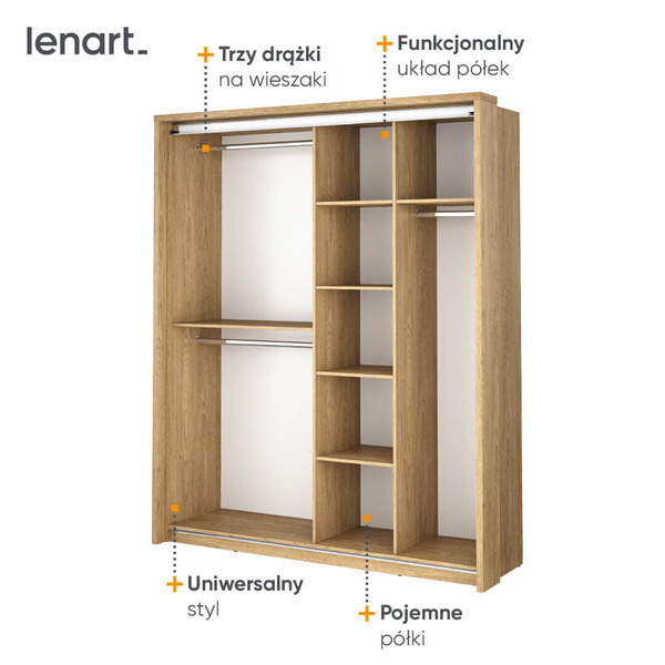 ARTI AR-17 - Szafa Przesuwna 2-drzwiowa Z Lustrami Dąb Shetland