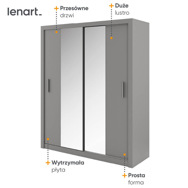IDEA ID-03 - Szafa Przesuwna 2-drzwiowa Szara