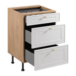 Szafka Kuchenna Dolna 3S z Wkładem Na Sztućce Sorento D60S3 AX Puccini Biały Mat Ramka