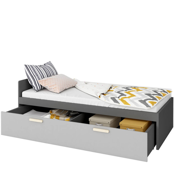 POK PO-15 - Szuflada Do Łóżka Grafit/Buk Ibsen/Szary Jasny