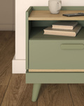 Scandi - Szafka Nocna 1S Zgaszona Zieleń Dąb Olejowany