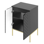 ASPEN-09 - Szafka pod Umywalkę z Blatem 2D 60cm Czarny Mat Zestaw-1 Złoty Stelaż