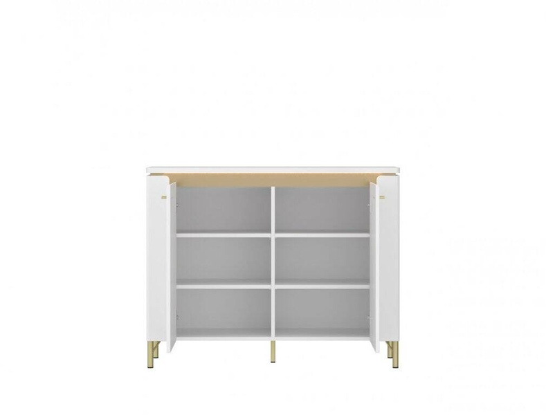 Lazio LAZK01 – Komoda 2-drzwiowa z Oświetleniem LED Biała Alpejska/Biały Połysk