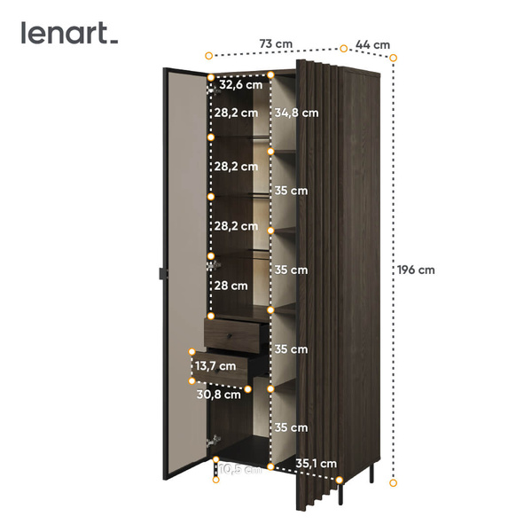 PIEMONTE PE-02 - Witryna 1D1W2S Z Oświetleniem Jesion Portland/Czarny