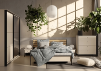 ENNA EN-05 - Szafka Nocna 1S z Oświetleniem LED Beżowy Mat Czarny Mat