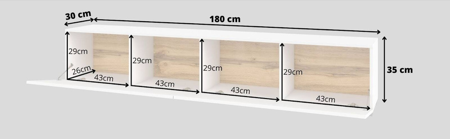 Ava Komoda RTV 2-drzwiowa Biały Mat/Dąb Wotan