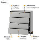 GRIS GS-03 - Komoda 4S Szara/Czarna