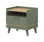 Scandi - Szafka Nocna 1S Zgaszona Zieleń Dąb Olejowany