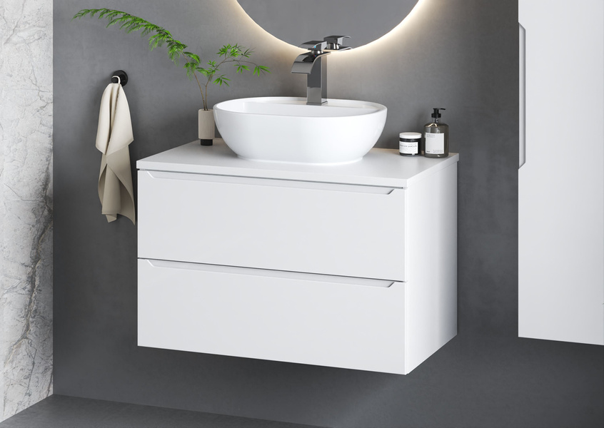 ETNA-01 Szafka Pod Umywalkę 2S 80 cm Biały Mat Biały Połysk