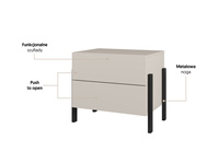 Jukon S - Szafka Nocna 2S Kaszmir Czarne Metalowe Nogi
