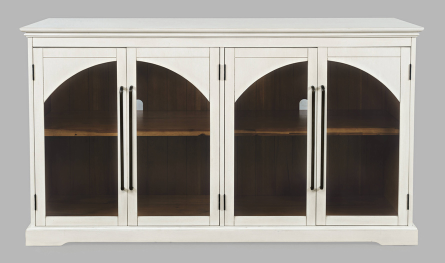 Avola AV2293-65 Komoda 165 cm biała drewno akacji przeszklone drzwi