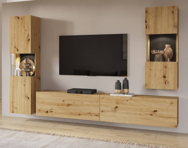 Ava Meblościanka 05+07+40 Dąb Artisan / Czarny