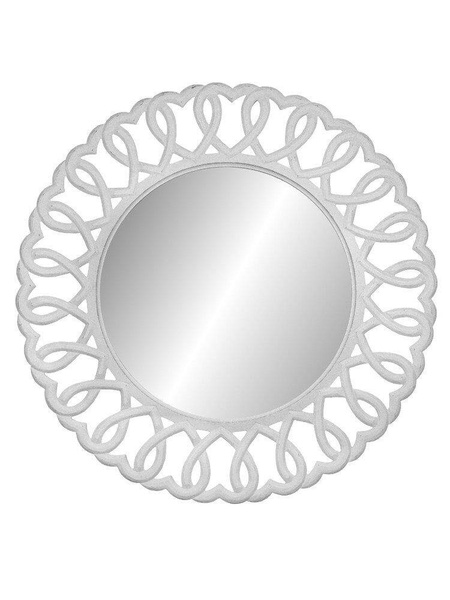 Rimini White 055W Lustro okrągłe prowansalskie białe zdobione drewno/mdf_01