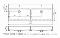 Oristo Umywalka meblowa 120 cm podwójna BOLD
