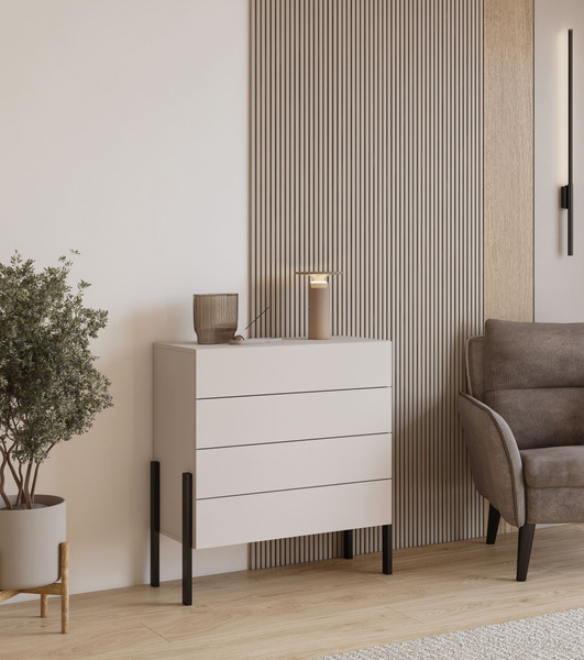 Jukon S - Komoda 4S Kaszmir Czarne Metalowe Nogi