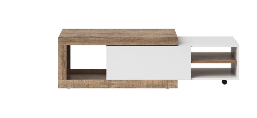 Sintra Stolik Kawowy 120 cm Biały Połysk / Dąb Samdal