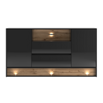 VISION-02 - Komoda 2D2S z Oświetleniem LED Czarny Mat Dąb Wotan Mat Czarny Połysk