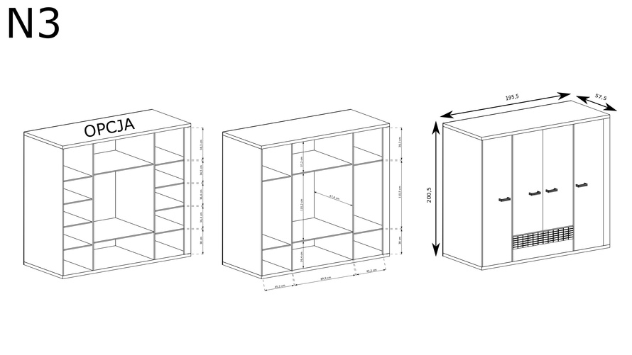 NATURAL-3 - Szafa 4D2S Ribbeck
