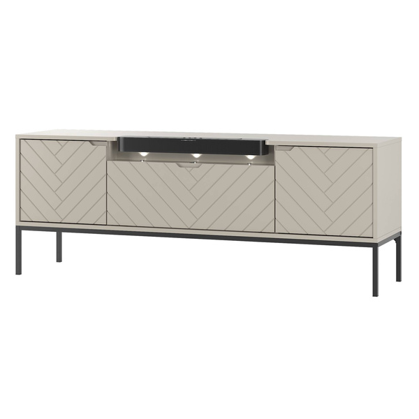 ASPEN-06 - Komoda RTV 3D z Soundbarem JBL i Oświetleniem LED Kaszmir Czarny Stelaż