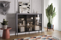 TREND TR-08 - Komoda 3-drzwiowa Z Oświetleniem Szara/Czarna