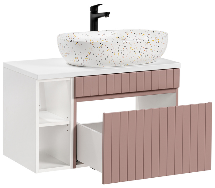 Szafka 80 cm ICONIC ROSE z umywalką LILI MW21 i regałem