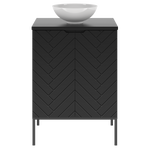 ASPEN-09 - Szafka z Umywalką i Blatem 2D 60cm Czarny Mat Zestaw-2 Czarny Stelaż