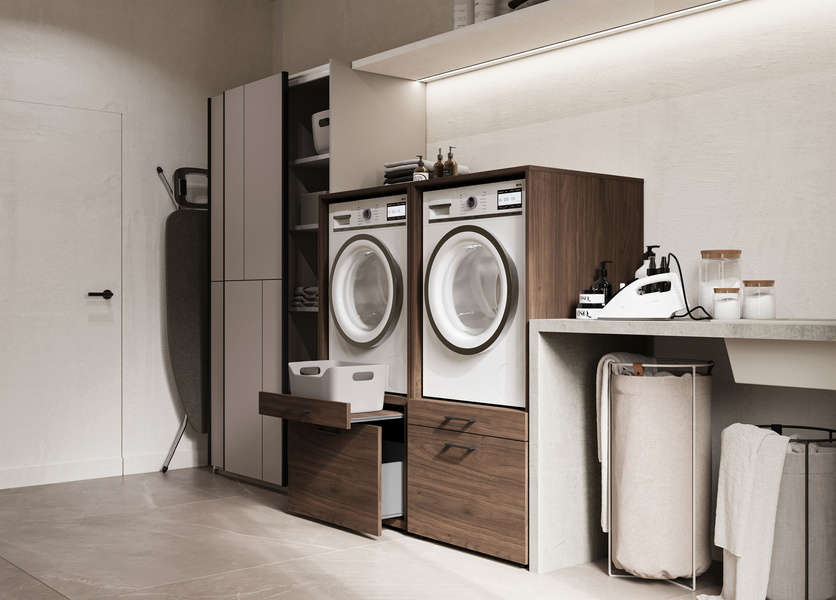 Aza - Zabudowa na Pralkę/Suszarkę 1S1P Orzech Villa