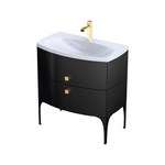 Oristo Szafka z umywalką w kolorze białym 82 cm 2S LOUIS czarna połysk