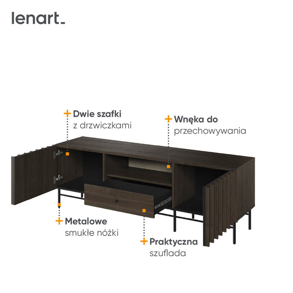 PIEMONTE PE-03 - Szafka RTV 2D1S Jesion Portland/Czarny