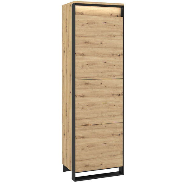 QUANT QA-02 - Szafa 1-drzwiowa Z Oświetleniem Dąb Artisan/Czarna