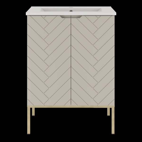 ASPEN-09 - Szafka z Umywalką 2D 60cm Kaszmir Zestaw-3 Złoty Stelaż