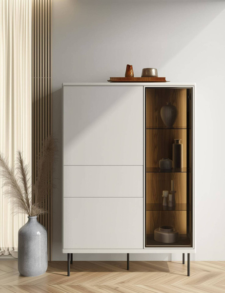 EPIRO EP-01 - Witryna 2D1S1W z Oświetleniem Kaszmir Dąb Ciemny