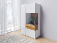 Silke Komoda 2-drzwiowa Wysoka Prawa Biały Połysk / Dąb Wotan